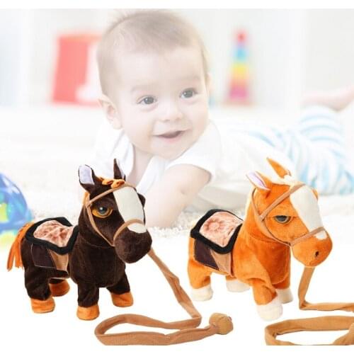 Lovely Children Electric Plush Toy Pony Sing Dance Simulation Horse Leash Walking Soft Stuffed Doll Machine Baby Gift