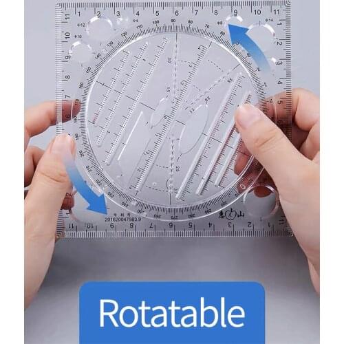 Multifunctional drawing ruler quickly draw a circle geometric measurement design template ellipse triangle exam school supplies