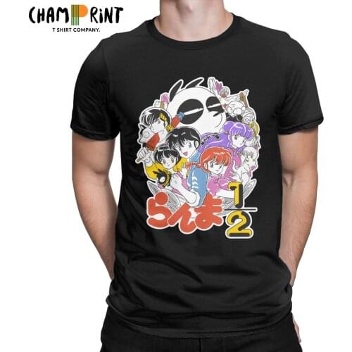 Men Ranma 1/2 Changing Warrior T Shirt Pure Cotton Clothes Vintage Short Sleeve Round Collar Tee Shirt Printed T-Shirts
