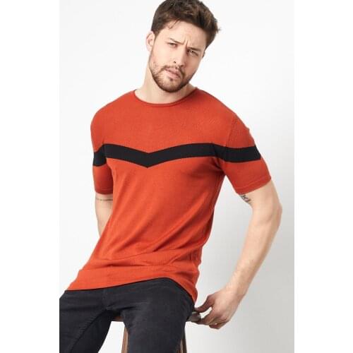 Mens Slim Fit Cotton T-shirt Tile Black Striped Casual Attractive Modern Fashion
