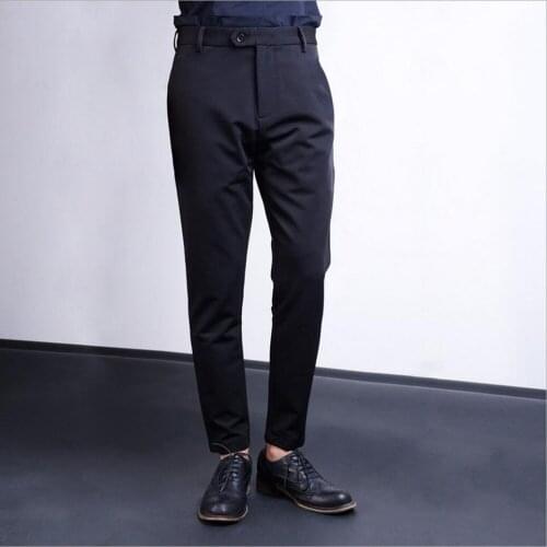 2020 Autumn Mens Tide Stretch Nine Points Casual Pants Zipper Feet Slim Suit Trousers Tapered Pants Plue Size Clothing Straight