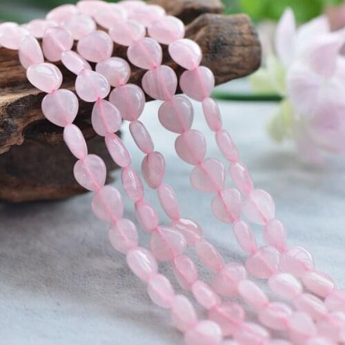 Joanlyn Grade A Natural Rose Quartz Heart Shape Beads NOT Dyed 10mm-12mm 15 Inch Strand RZ65