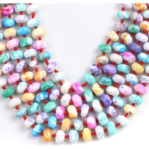 Wholesale Natural Abacus Colorful Fire Agates Loose Spacer Beads For Jewelry Making DIY Necklace Bracelet Accessories 15''7x12mm