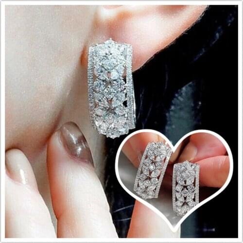 Huitan Personality Long Studs Ear Piercing Earrings for Women Dazzling CZ Stone Stylish Ladys Party Jewelry 2021 Trend Earrings