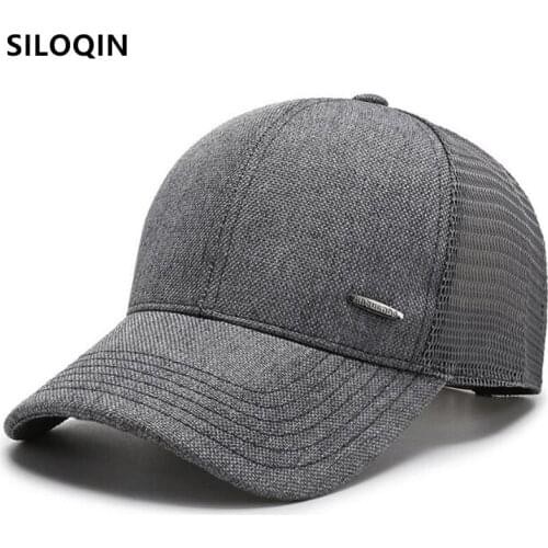 SILOQIN Adjustable Size Men Women Mesh Cap Breathable Baseball Caps Snapback Cap Bone Black Hat Summer Couple Casual Sports Cap