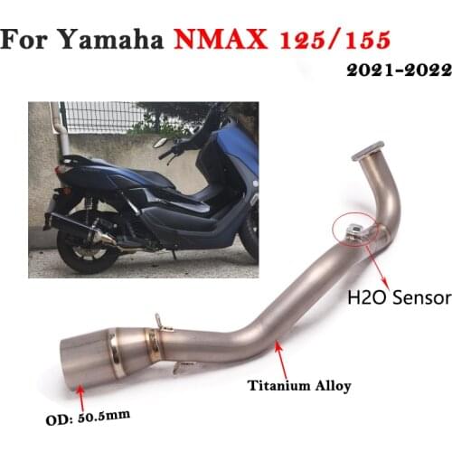 Motorcycle Exhaust Systems Slip On For YAMAHA Nmax 125 155 NMAX155 2021 2022 Modified Titanium Alloy Front Link Pipe H2O Sensor