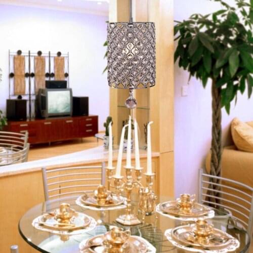 Modern Crystal Iron Pendant Light Chrome Round Crystal Droplight Sitting Room Bedroom Dining-room Household Lamp Drop Bed Dining