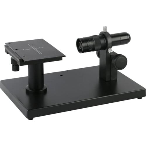 Horizontal Observation Video Microscope Stand 50mm Ring Adjustable X Y Movable Stage 180X Lens For HDMI USB lndustrial Camera