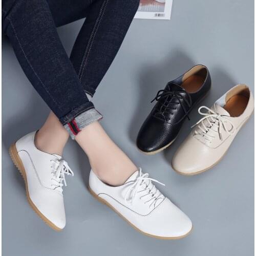 Akexiya 2021 Spring Women Oxford Shoes Ballerina Flats Shoes Women Shoes Moccasins Lace Up Loafers Zapatos Mujer Ladies Shoes