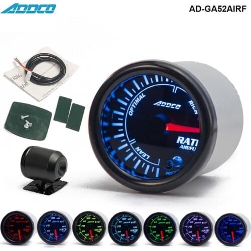 Car Auto 12V 52mm/2" 7 Colors Universal Car Auto Air Fuel Ratio Gauge Meter LED With Holder AD-GA52AIRF