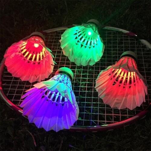 4 Pcs LED Badminton Shuttlecocks Lighting Birdies Shuttlecock Glowing Badminton For Outdoor Sports Activities