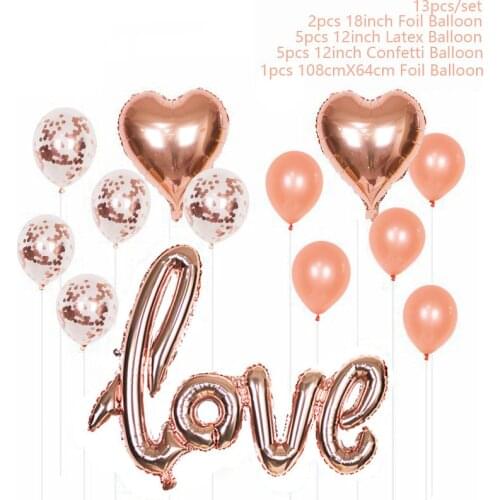 Love Balloons Pink Foil Balloon Heart Aluminum Foil Confetti Latex Balloon Kit for Anniversary Valentines Wedding Party Supplies