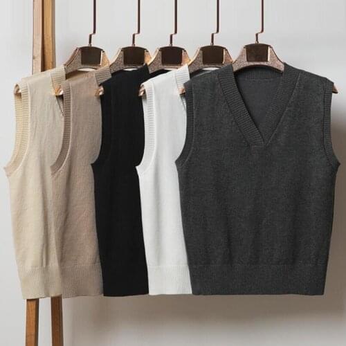 2021 New Spring Autumn Winter Women Knitted Sweater Sleeveless Women Loose Vest Ladies V-Neck Pullover Jumper Tops Pull Femme
