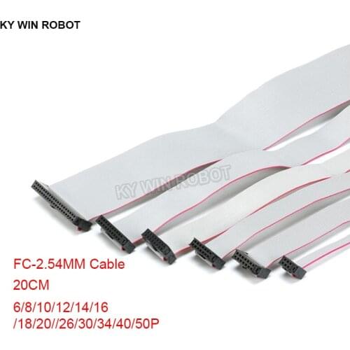1PCS 2.54MM pitch FC-6/8/10/14/16/20/40/50 PIN 20CM JTAG ISP DOWNLOAD CABLE Gray Flat Ribbon Data Cable FOR DC3 IDC BOX HEADER D