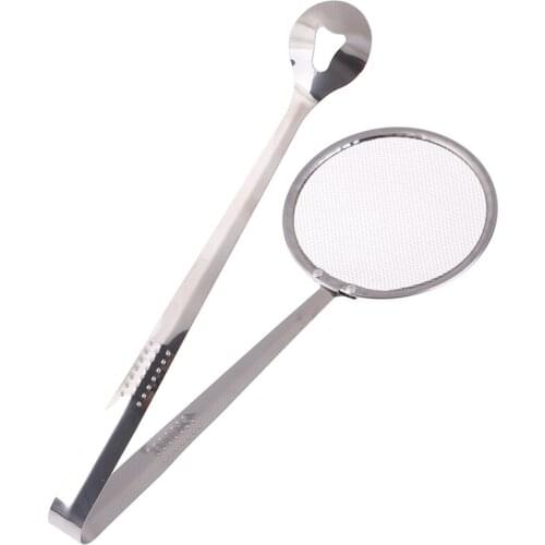 1PCS Stainless Steel Spoon Kitchen Oil-frying With Clip Multi-functional Kitchen Strainer Accessories Cooking Tools