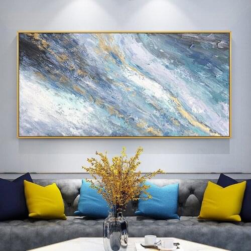 100% Hand Painted Oil Painting Nordic Wall Art Canvas Wall Picturesmade Abstract For Living Room Morden Blue Home Decor No Frame
