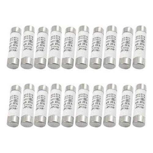 10x38mm R015 RT18 RT14 Ceramic Fast Blow Fuse Link 500V 0.5A/1A/2A/4A/5A/6A/8A/10A/16A/20A/32A 20Pcs 20pcs