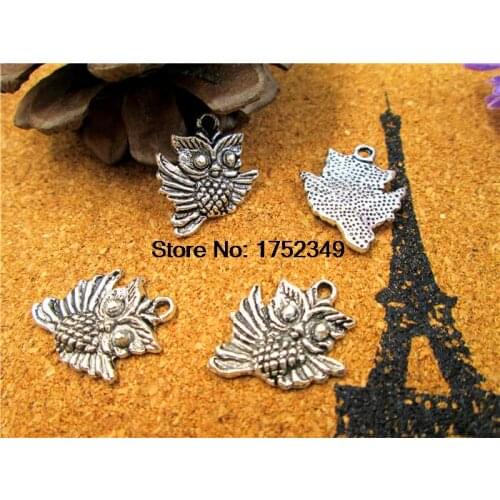 15pcs Mini Owl Charms -Antique silver Bird Beads and Charms Pendants 17x20mm