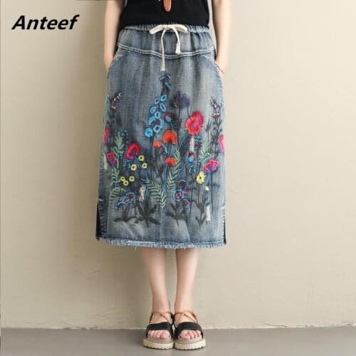 2021 vintage high waist spring summer saias femininas casual loose long denim skirt women skirts female clothes