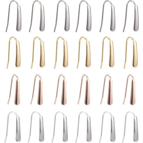 24Pcs Stainless Steel Earring Hooks Flat Ear Wire Hook Clasps for Jewelry DIY Earrings Finding Making Accessories Gold/Rose Gold
