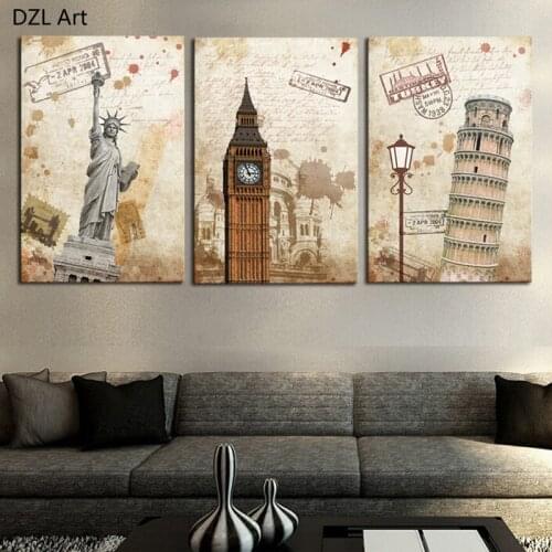 3 Pcs(No Frame) Wall Art Modern The City Landscape HD Picture Home Decoration Living Room Canvas Print Painting Canvas Picture