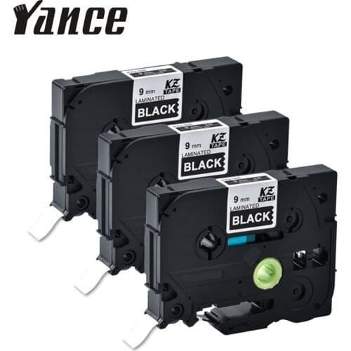 3Pcs label tapes TZe-325 TZE 325 Laminated Tape Compatible For Brother label printer 9mm White on Black TZ-325 label maker tape