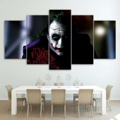 No Framed Canvas 5Pcs Joker Movie Wall Art Decorative Posters Pictures Paintings Home Decor Accessories Living Room Decoration