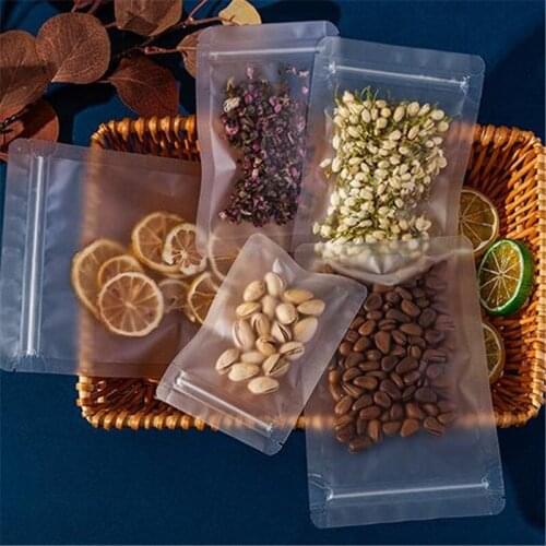 50pcs Heat Sealable Transparent Zip Lock Plastic Bag Matte Clear PE Zipper Top Flat Pouches Snack Food Storage Packaging Bag