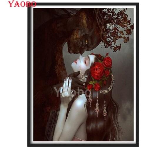 5D DIY square round Diamond Painting Beast Kisses Beauty Cross Stitch Diamond Embroidery Pattern Rhinestone Home Decor