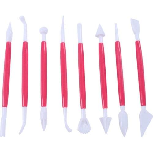 8 pcs/set Double-end Fondant Cake Decorating Flower Sugarcraft Modelling Tools kit ()
