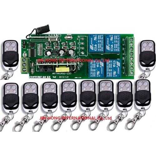 85V~260V 220V 240V 4CH 11pcc/lot RF Wireless Remote Control Relay Switch Security System Garage Door Gate Electric Doors