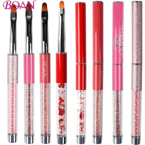 BQAN Nail Ar Brush Oval Brush Pink Pearl Handle Nail Art Pen Beauty Nail UV Gel Drawing Brush Painting Pen Manicure Tools