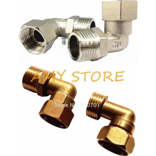 2pcs DN15 1/2" Male x 1/2" Female or DN20 3/4" Male x 3/4"Female DN25 1"x 1"Swivel Brass/Nickel Plated Elbow Water Pipe Fitting