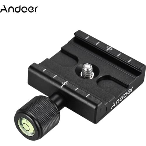 Andoer QR-50 Aluminum Alloy Quick Release Plate Clamp Adapter with Bubble Level for Arca Swiss RRS Wimberley Tripod Ball Head