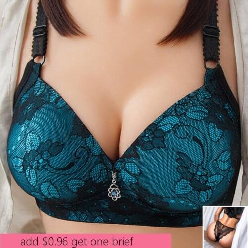 Sexy Push Up Bras For Women Front Closure Solid Color Brassiere Wireless Bralette Big Breast Seamless Underwear Plus Size 36-42B