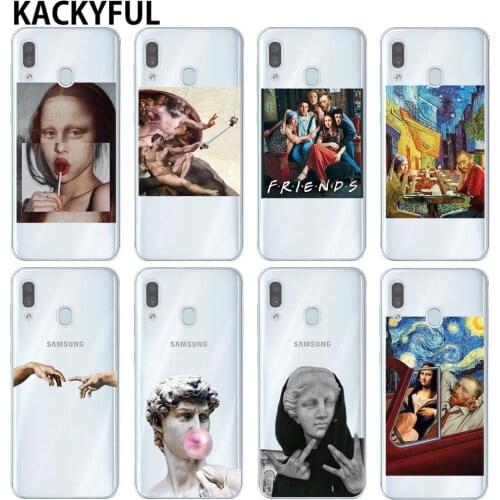 Vintage Statue David Phone Case For Samsung A10 A20 A30 A40 A50 A60 A70 A80 A6 A8 A7 A9 Plus 2018 Mona Lisa Van Gogh Funny Cover