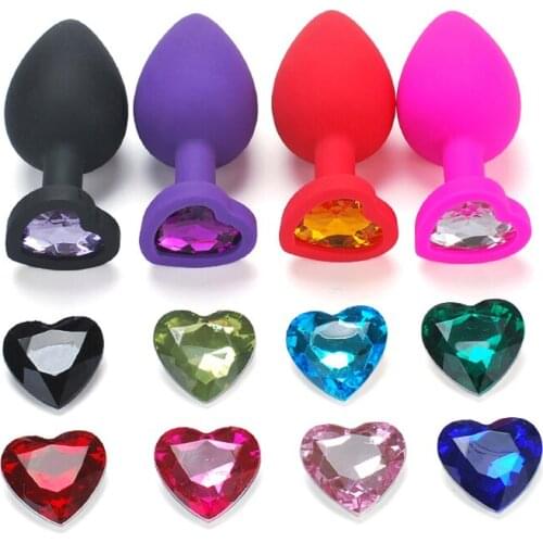 S/M/Lsize Heart-shaped black silicone anal plug Adult Toys for Men/Women Anal Trainer for Couples sex toys silicone butt plug