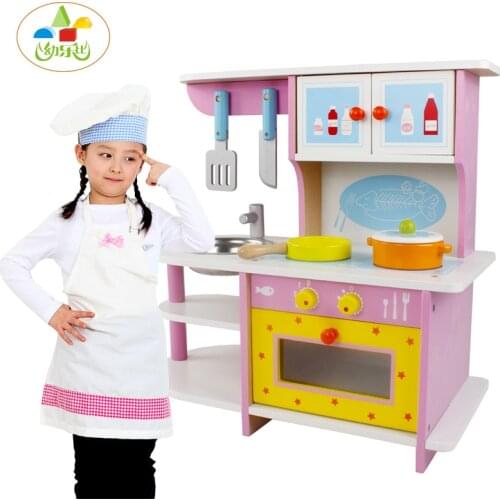 Children simulation wooden pink kitchen toy set stove toy cooking toy pretend play toys 3Y