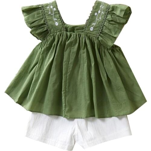 New Kids Girls Fashion 2-piece Outfit Set Tops and Shorts Set for Children Baby Girls