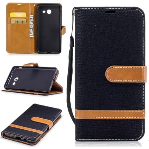 Cowboy Jean&PU Leather Case for Samsung Galaxy J5(2017) J530 Kickstand Flip Mobile Phone Case with Wallet Card Holders& Lanyard