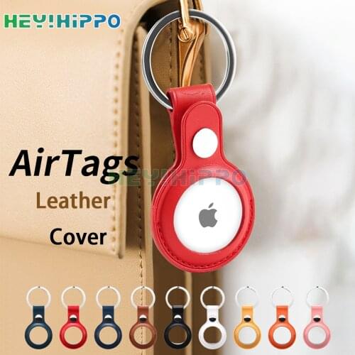 Luxuri Leather Protective Case For Airtag Cover Hangable Keychain Locator Tracker Sleeve For airtags