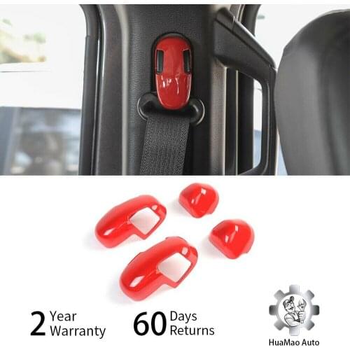 Red Safety Belt Buckle Decor Button Trim Cover for Jeep Wrangler JL 2018 2019