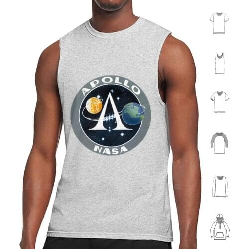 Apollo Program Logo Tank Tops Vest 100% Cotton Space Astronauts Apollo America Moon Earth Project Apollo Patch Logo Crest