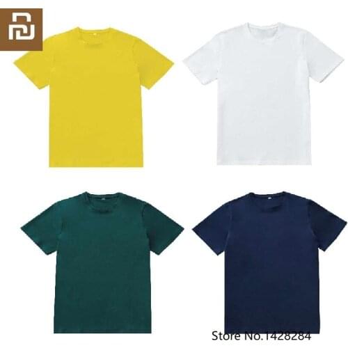 Youpin Cotton basic t-shirt Wild Comfortable Breathable Men Solid color Short sleeve