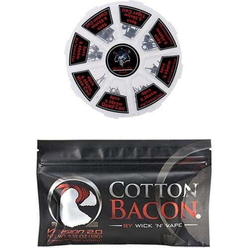 Organic Cotton Prebuilt Coil Kit Vape Cotton Twisted Alien Clapton Heating Wire for Electronic Cigarette RBA RDA DIY Tools Set