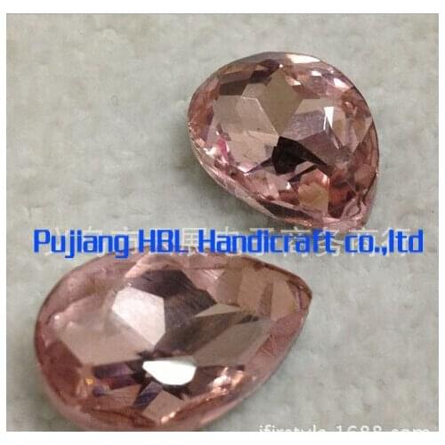 Charming 13x18mm 10x14mm ...Light pink Crystal Point Back Beads For Dress Tear Drop Crystal Fancy Stone