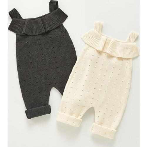 2021 Autumn Baby New Rompers Toddler Girls Knitted Cotton Jumper With Hole Suspenders Baby Girl Clothes