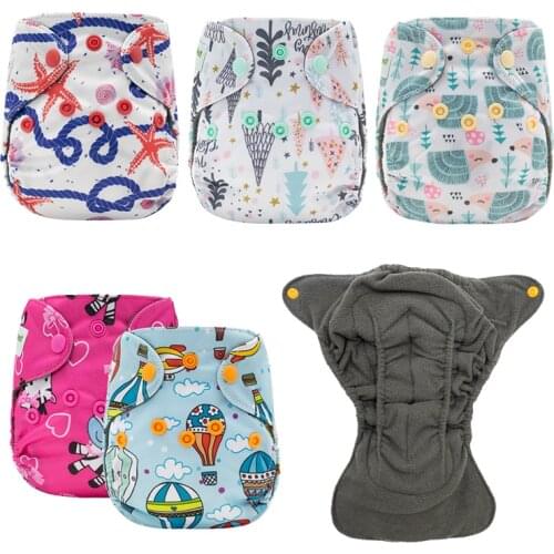 Newborn baby Daipers bamboo charcoal Double Gussets Night Use All-In-One aio cloth diaper nappy with belly button fit 0-3month