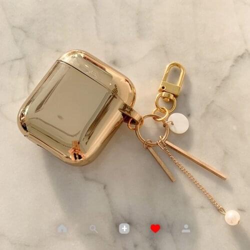 Luxury Pearl Five-pointed Star Pendant Silicone Earphone Case for Apple Airpods Plating Glitter Bluetooth Headset Protect Cover