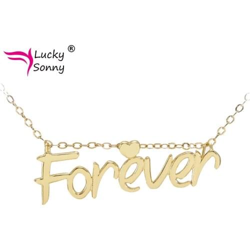 LUCKY SONNY Forever Pendant Necklace DIY Letters Necklace Fashion Jewelry Necklaces for Women O Box Heart Chians Wholesale